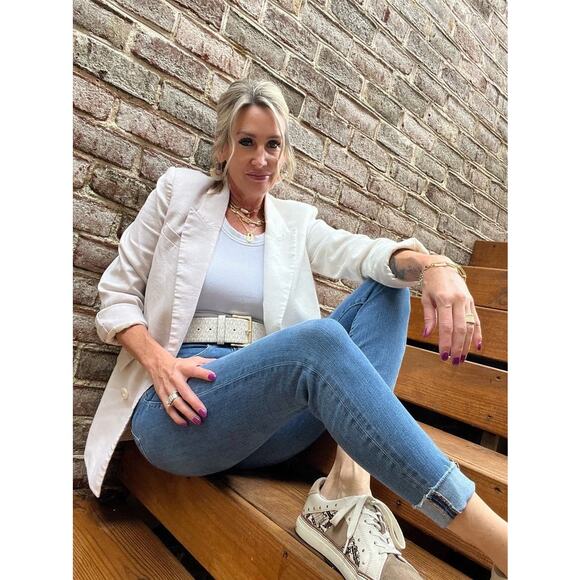 VERONICA BEARD Off-White Tan Two-Toned Braeton Dickey Jacket Blazer Size 8 - Picture 13 of 14